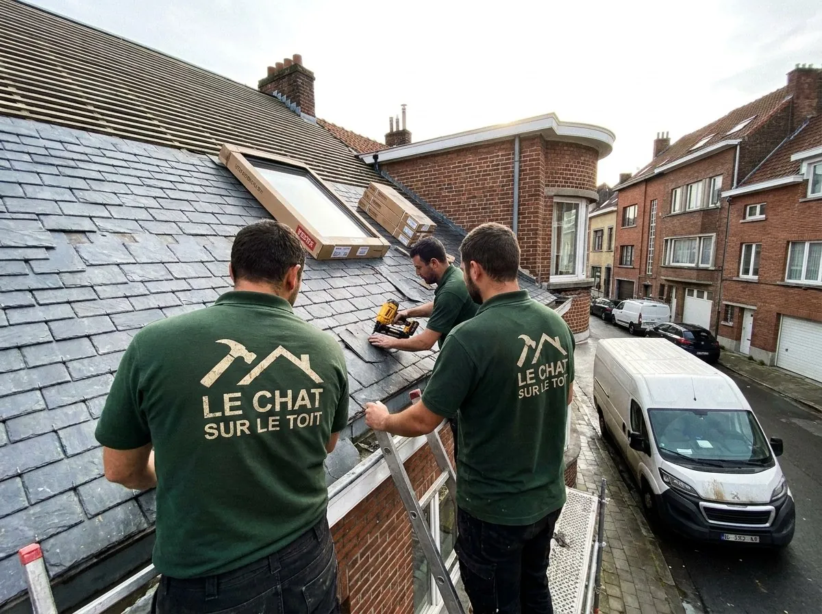 Chantier en cours à Woluwe-Saint-Pierre, équipe Le Chat Sur Le Toit